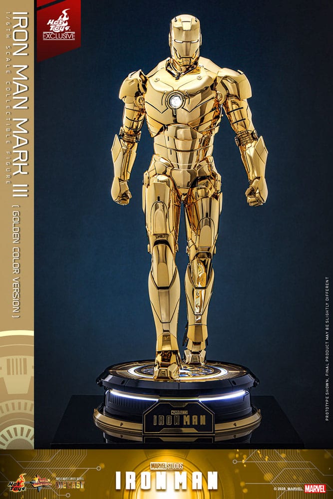 Iron Man Movie Masterpiece Diecast Action Figure Iron Man Mark III Gold Color Version Hot Toys Exclusive Hot Toys