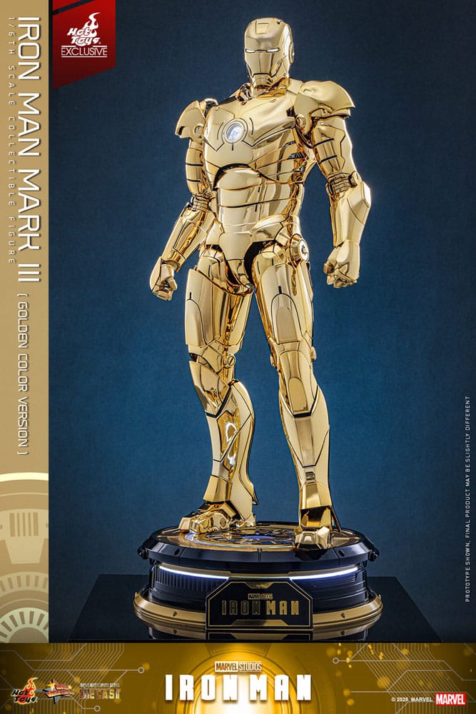Iron Man Movie Masterpiece Diecast Action Figure Iron Man Mark III Gold Color Version Hot Toys Exclusive Hot Toys
