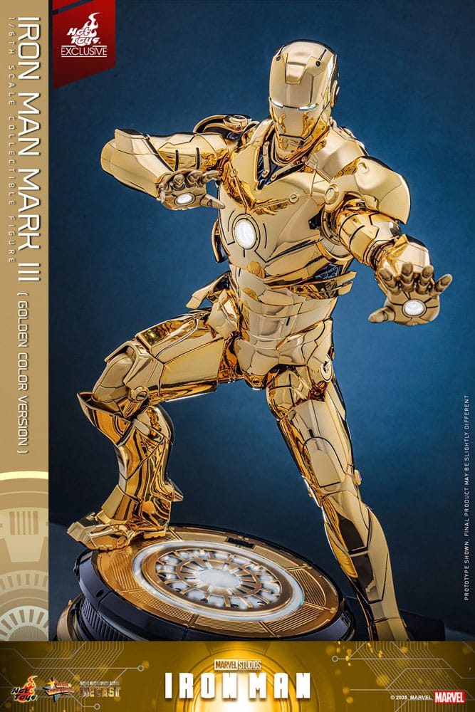 Iron Man Movie Masterpiece Diecast Action Figure Iron Man Mark III Gold Color Version Hot Toys Exclusive Hot Toys