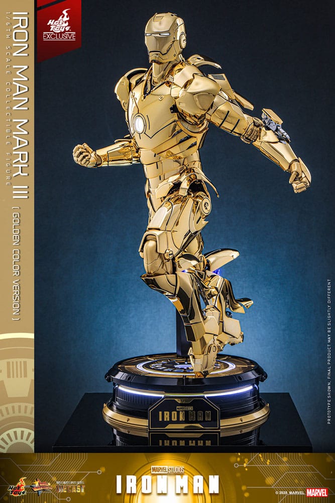 Iron Man Movie Masterpiece Diecast Action Figure Iron Man Mark III Gold Color Version Hot Toys Exclusive Hot Toys