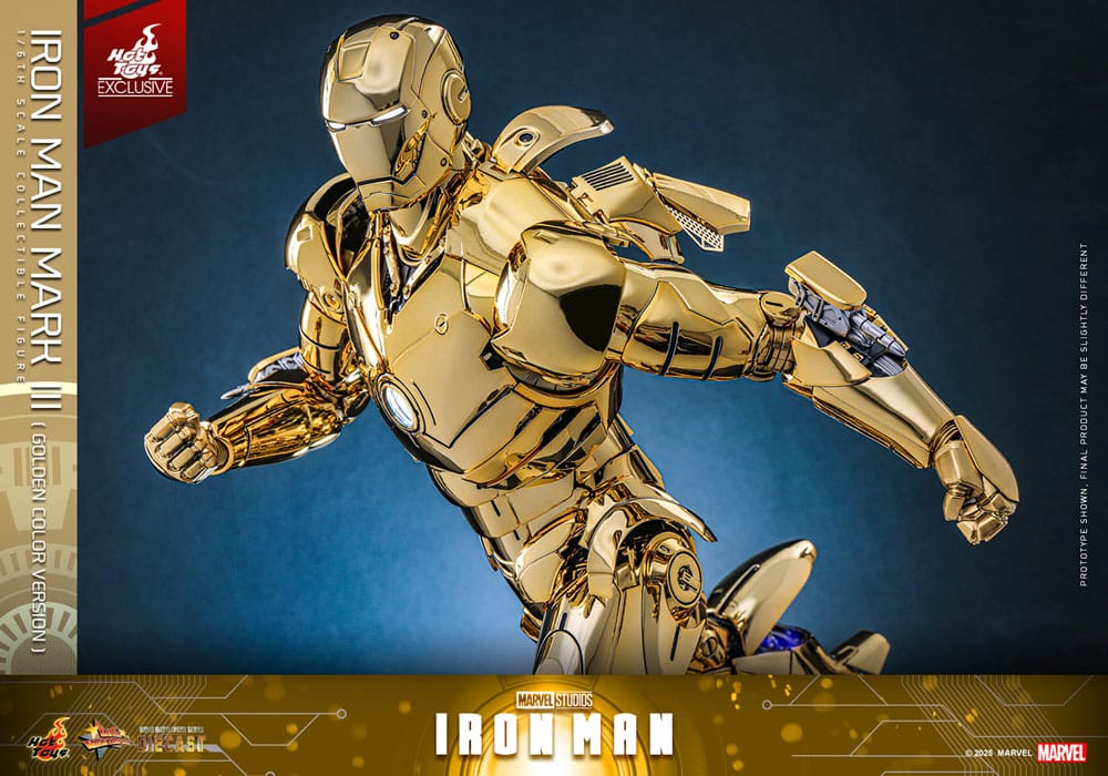Iron Man Movie Masterpiece Diecast Action Figure Iron Man Mark III Gold Color Version Hot Toys Exclusive Hot Toys