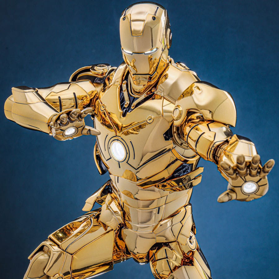 Iron Man Movie Masterpiece Diecast Action Figure Iron Man Mark III Gold Color Version Hot Toys Exclusive Hot Toys