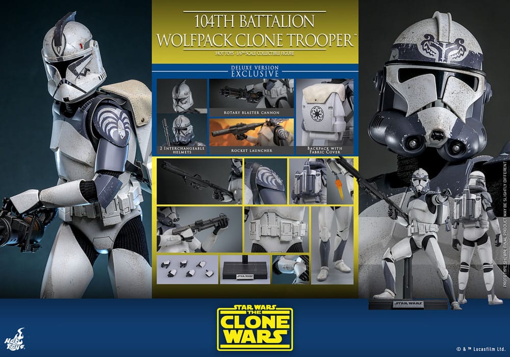 Star Wars The Clone Wars Action Figure 104th Battalion Wolfpack Clone Trooper Deluxe Version Hot Toys