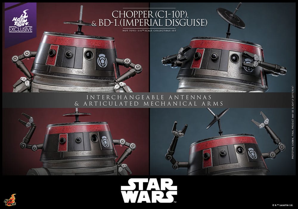 Star Wars Action Figure Set Chopper C1 10P&trade; & BD 1&trade; Imperial Disguise & Hot Toys
