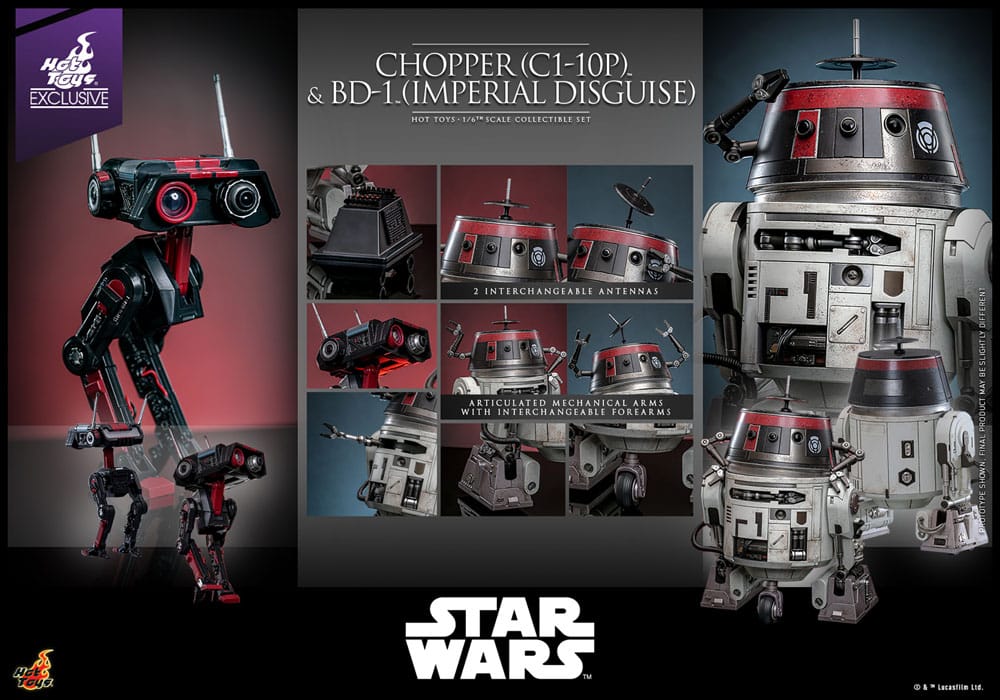 Star Wars Action Figure Set Chopper C1 10P&trade; & BD 1&trade; Imperial Disguise & Hot Toys
