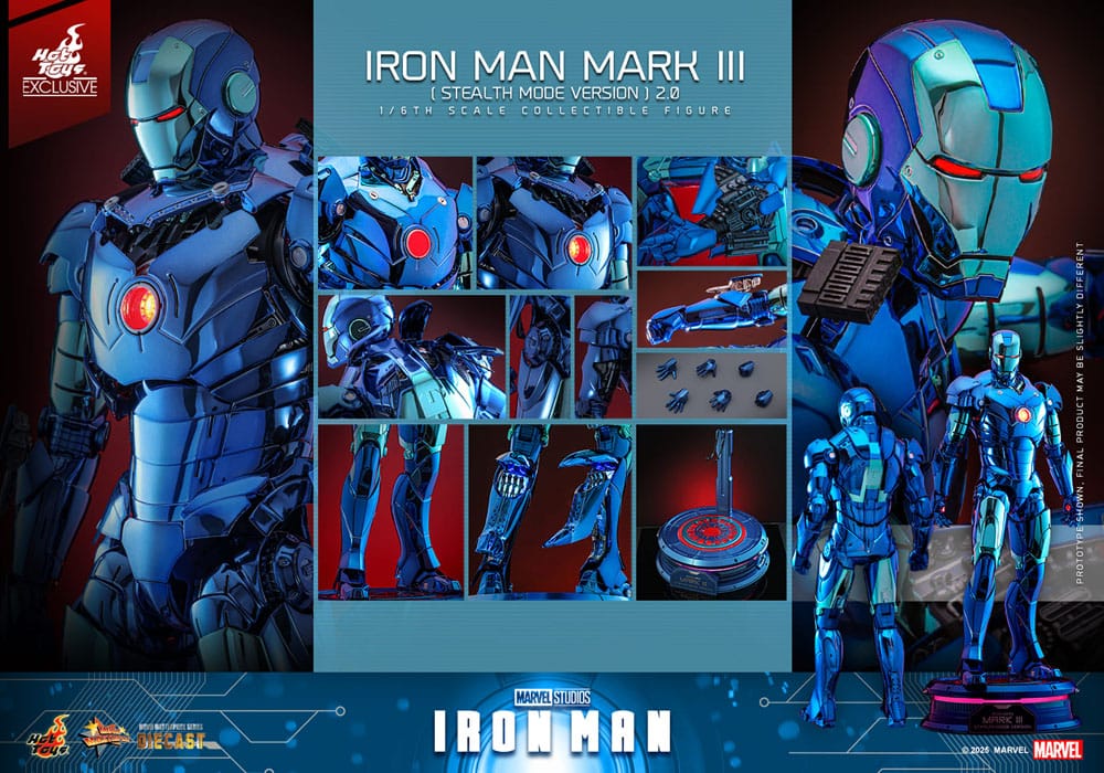Iron Man Movie Masterpiece Diecast Action Figure Iron Man Mark III Stealth Mode Ver. 2.0 Hot Toys Exclusive Hot Toys