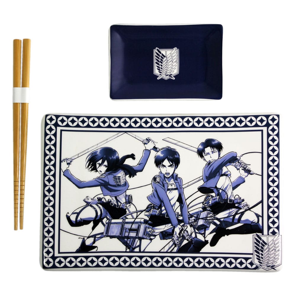 Attack on Titan Ceramic Sushi Set with Chopsticks Just Funky
