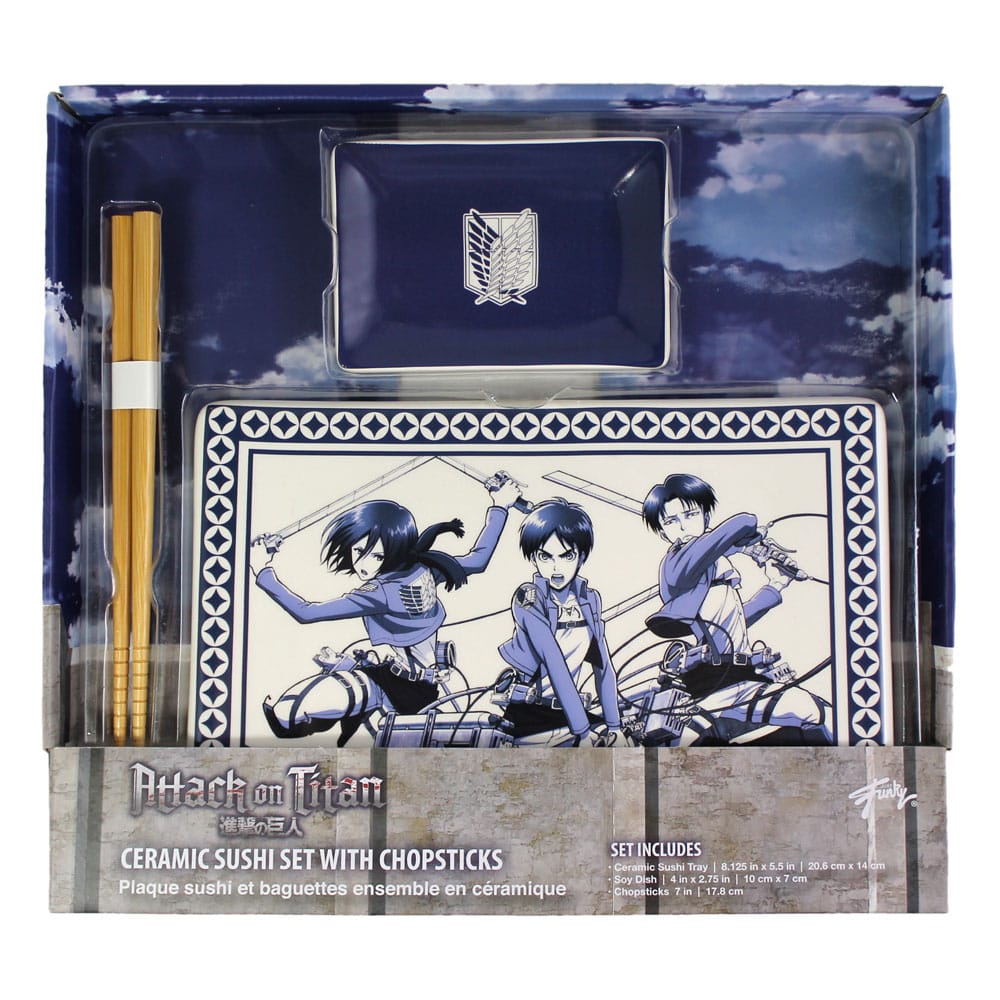Attack on Titan Ceramic Sushi Set with Chopsticks Just Funky