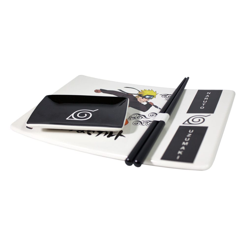 Naruto Shippuden Ceramic Sushi Set with Chopsticks Naruto Uzumaki Just Funky
