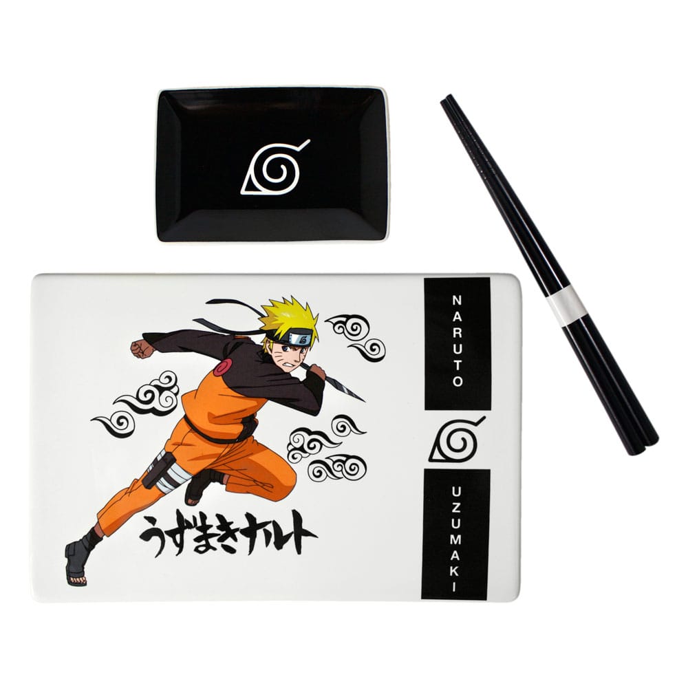 Naruto Shippuden Ceramic Sushi Set with Chopsticks Naruto Uzumaki Just Funky