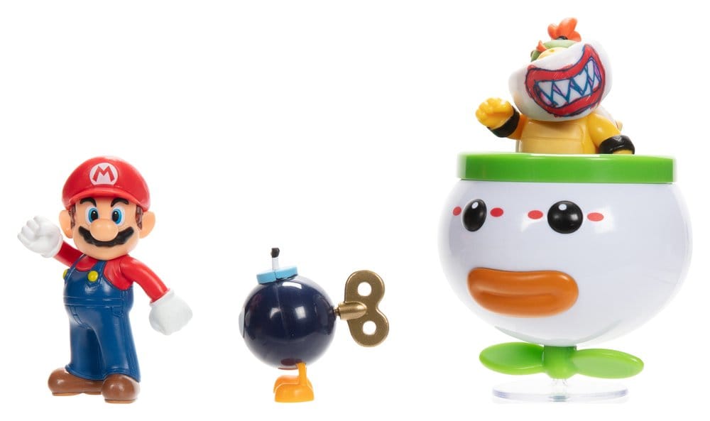 World of Nintendo Mini Figure 2 Pack Mario and Bowser Jr. Clown Car Jakks Pacific