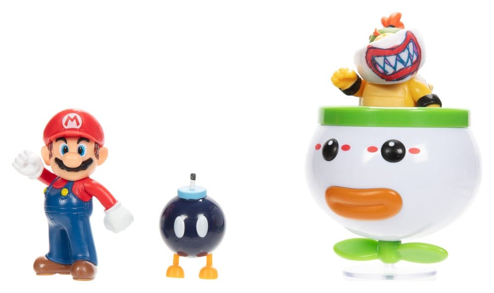 World of Nintendo Mini Figure 2 Pack Mario and Bowser Jr. Clown Car Jakks Pacific