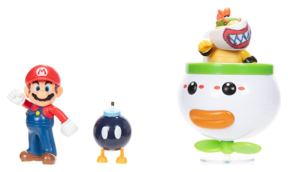 World of Nintendo Mini Figure 2 Pack Mario and Bowser Jr. Clown Car Jakks Pacific