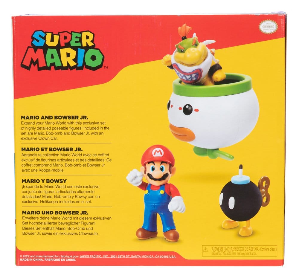 World of Nintendo Mini Figure 2 Pack Mario and Bowser Jr. Clown Car Jakks Pacific