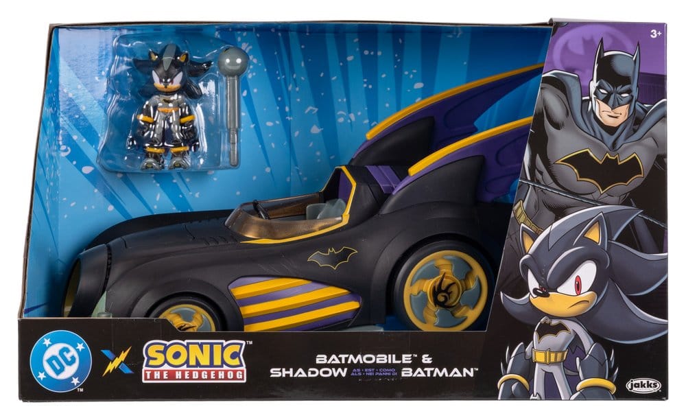 DC x Sonic The Hedgehog Action Figure with Vehicle Shadow Batman & Batmobile Jakks Pacific