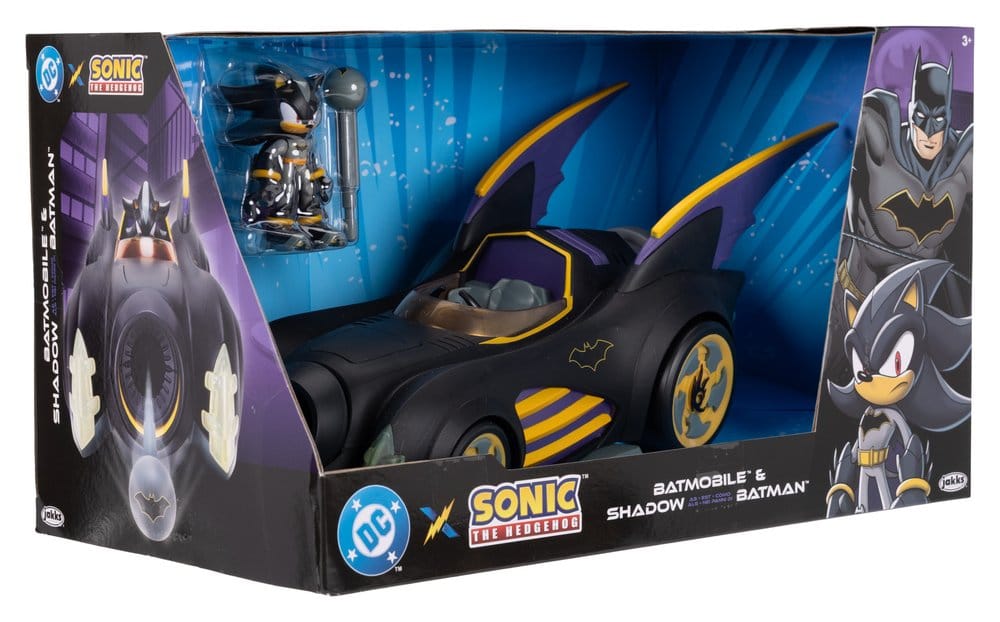 DC x Sonic The Hedgehog Action Figure with Vehicle Shadow Batman & Batmobile Jakks Pacific
