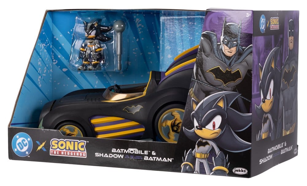 DC x Sonic The Hedgehog Action Figure with Vehicle Shadow Batman & Batmobile Jakks Pacific