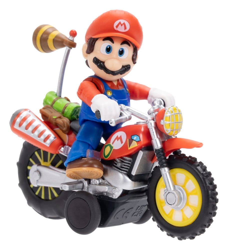 The Super Mario Galaxy Movie Action Figure with Pull Back Motorcycle Mario Jakks Pacific