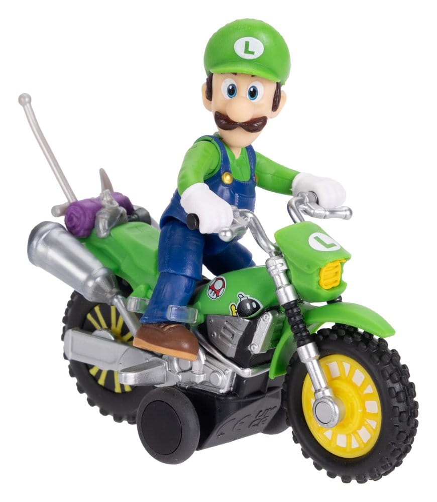 The Super Mario Galaxy Movie Action Figure with Pull Back Motorcycle Luigi Jakks Pacific