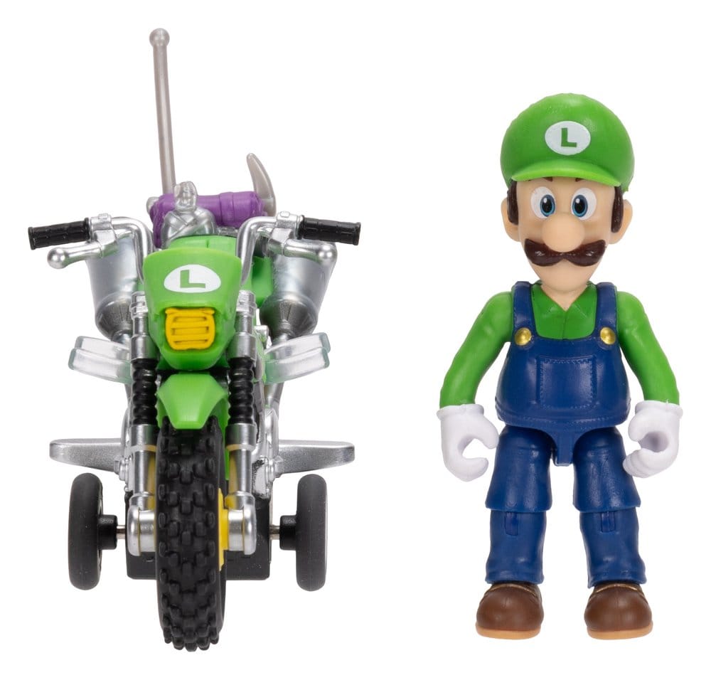 The Super Mario Galaxy Movie Action Figure with Pull Back Motorcycle Luigi Jakks Pacific