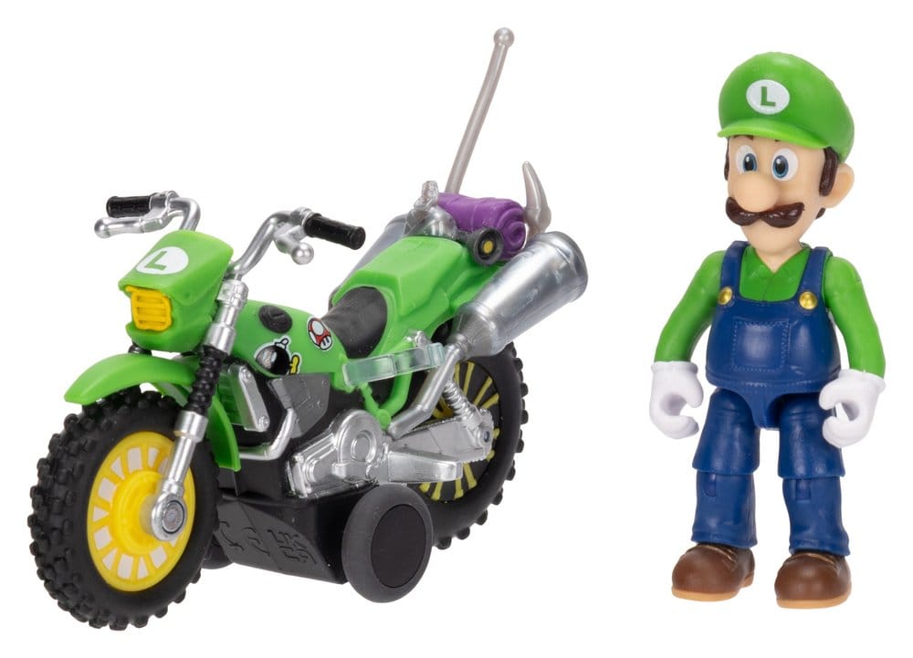The Super Mario Galaxy Movie Action Figure with Pull Back Motorcycle Luigi Jakks Pacific