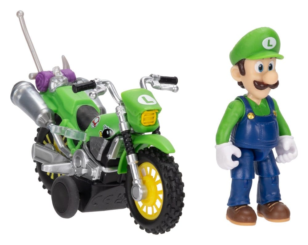 The Super Mario Galaxy Movie Action Figure with Pull Back Motorcycle Luigi Jakks Pacific