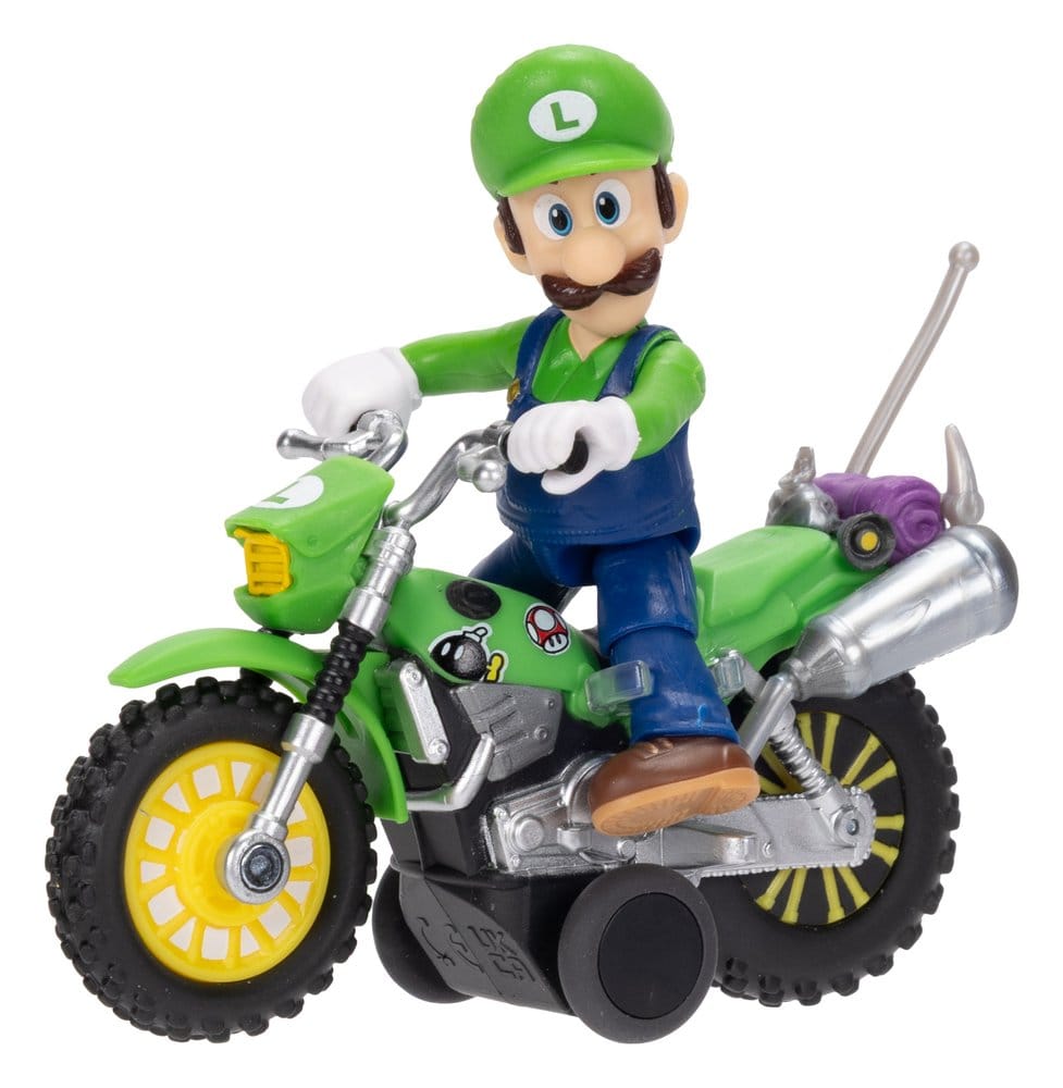 The Super Mario Galaxy Movie Action Figure with Pull Back Motorcycle Luigi Jakks Pacific