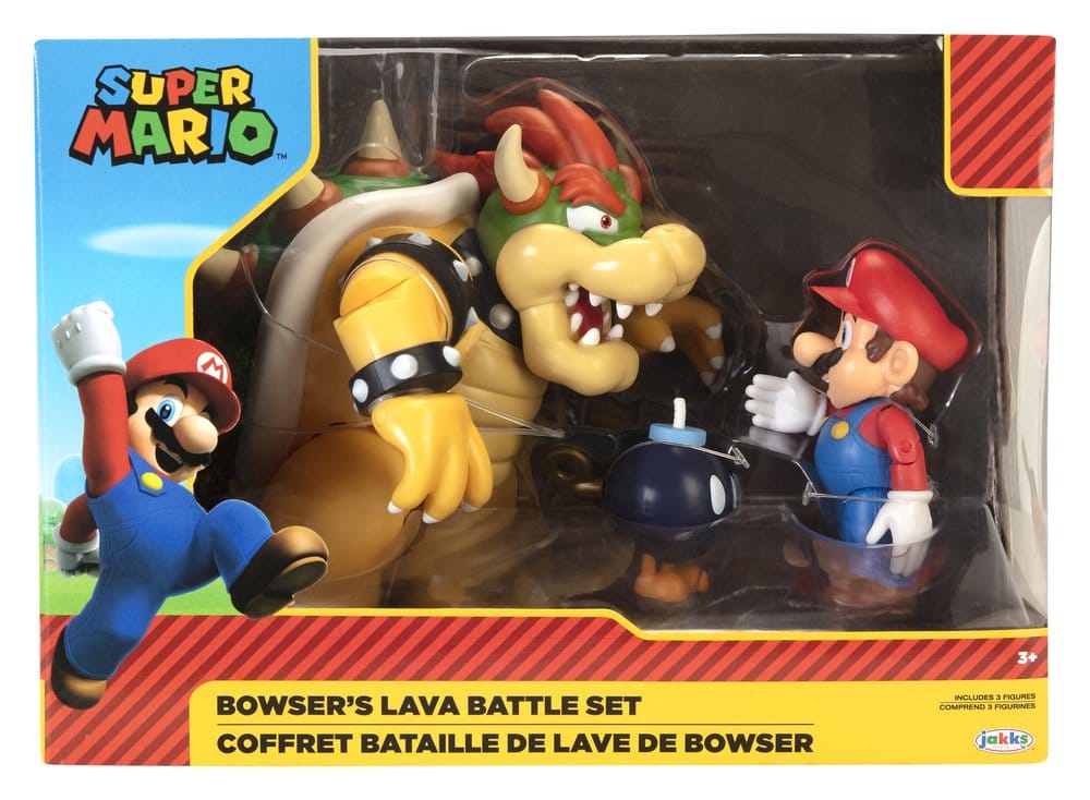 World of Nintendo Action Figure 3 Pack Mario vs. Bowser Lava Battle Jakks Pacific