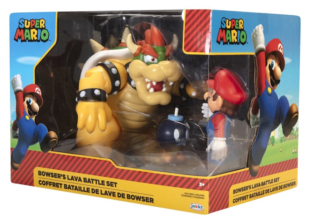 World of Nintendo Action Figure 3 Pack Mario vs. Bowser Lava Battle Jakks Pacific