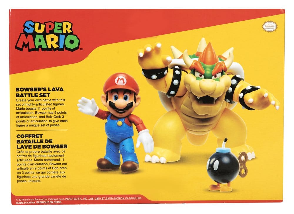 World of Nintendo Action Figure 3 Pack Mario vs. Bowser Lava Battle Jakks Pacific