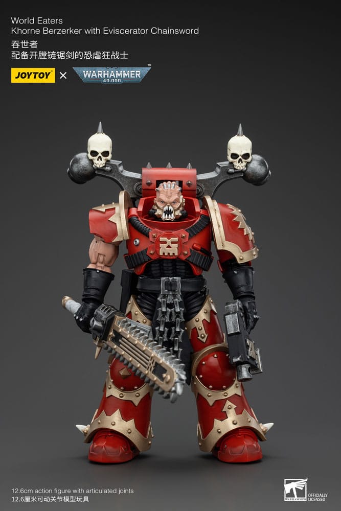 Warhammer 40k Action Figure 1/18 World Eaters Khorne Berzerker with Eviscerator Chainsword Joy Toy (CN)