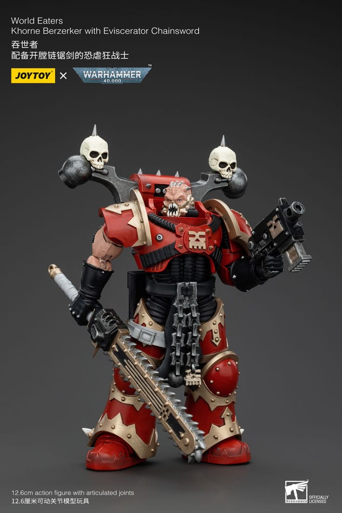Warhammer 40k Action Figure 1/18 World Eaters Khorne Berzerker with Eviscerator Chainsword Joy Toy (CN)