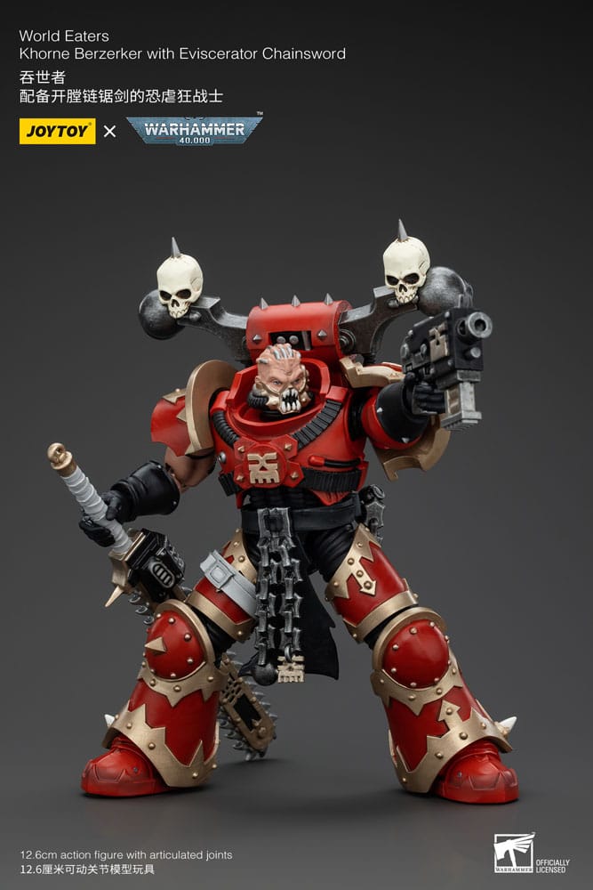 Warhammer 40k Action Figure 1/18 World Eaters Khorne Berzerker with Eviscerator Chainsword Joy Toy (CN)