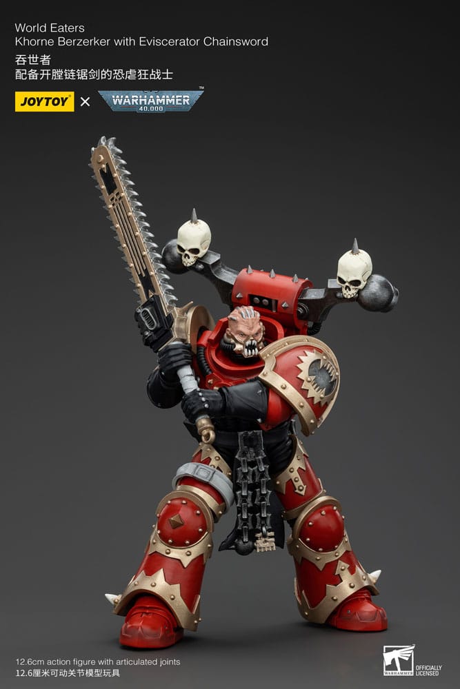 Warhammer 40k Action Figure 1/18 World Eaters Khorne Berzerker with Eviscerator Chainsword Joy Toy (CN)