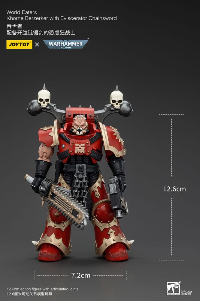 Warhammer 40k Action Figure 1/18 World Eaters Khorne Berzerker with Eviscerator Chainsword Joy Toy (CN)