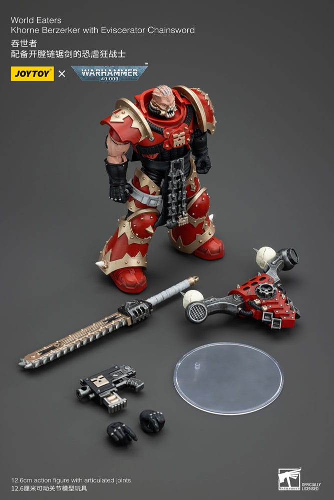 Warhammer 40k Action Figure 1/18 World Eaters Khorne Berzerker with Eviscerator Chainsword Joy Toy (CN)
