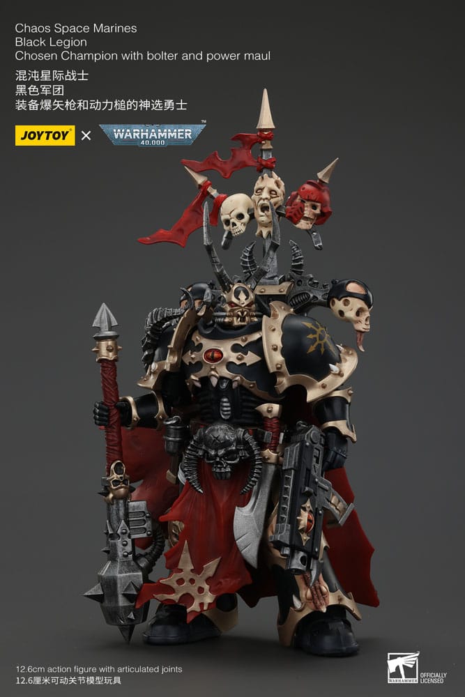Warhammer 40k Actionfigur Chaos Space Marines Black Legion Chosen Champion with bolter and power maul Joy Toy (CN)