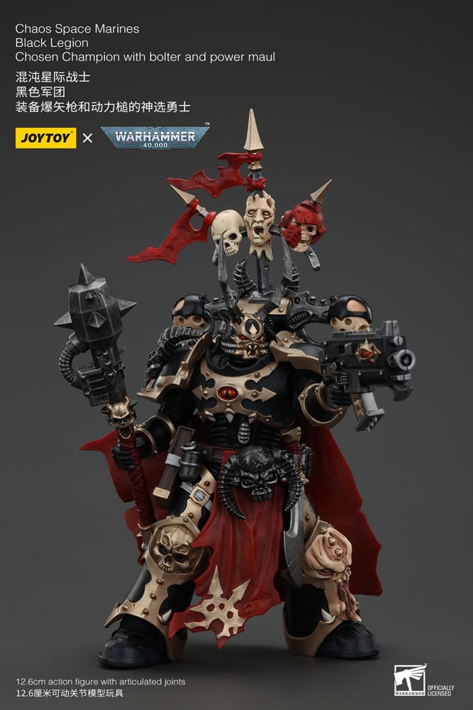 Warhammer 40k Actionfigur Chaos Space Marines Black Legion Chosen Champion with bolter and power maul Joy Toy (CN)