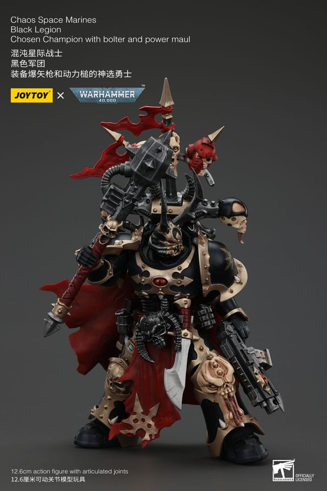 Warhammer 40k Actionfigur Chaos Space Marines Black Legion Chosen Champion with bolter and power maul Joy Toy (CN)