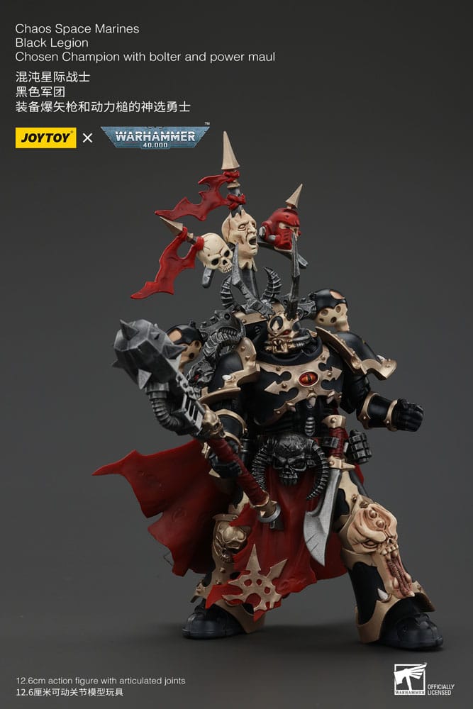 Warhammer 40k Actionfigur Chaos Space Marines Black Legion Chosen Champion with bolter and power maul Joy Toy (CN)