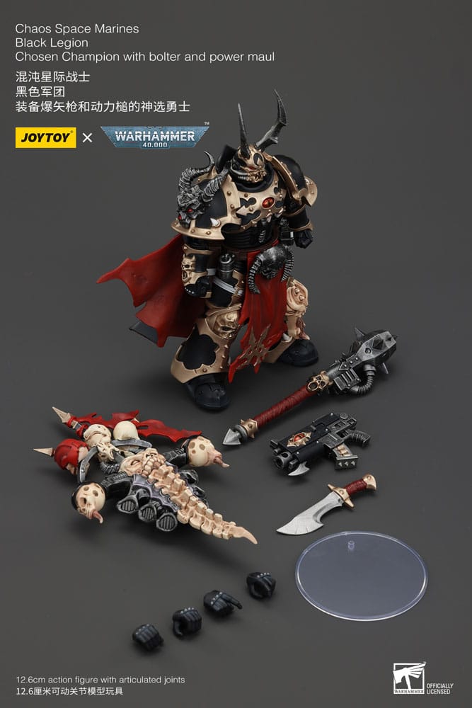 Warhammer 40k Actionfigur Chaos Space Marines Black Legion Chosen Champion with bolter and power maul Joy Toy (CN)