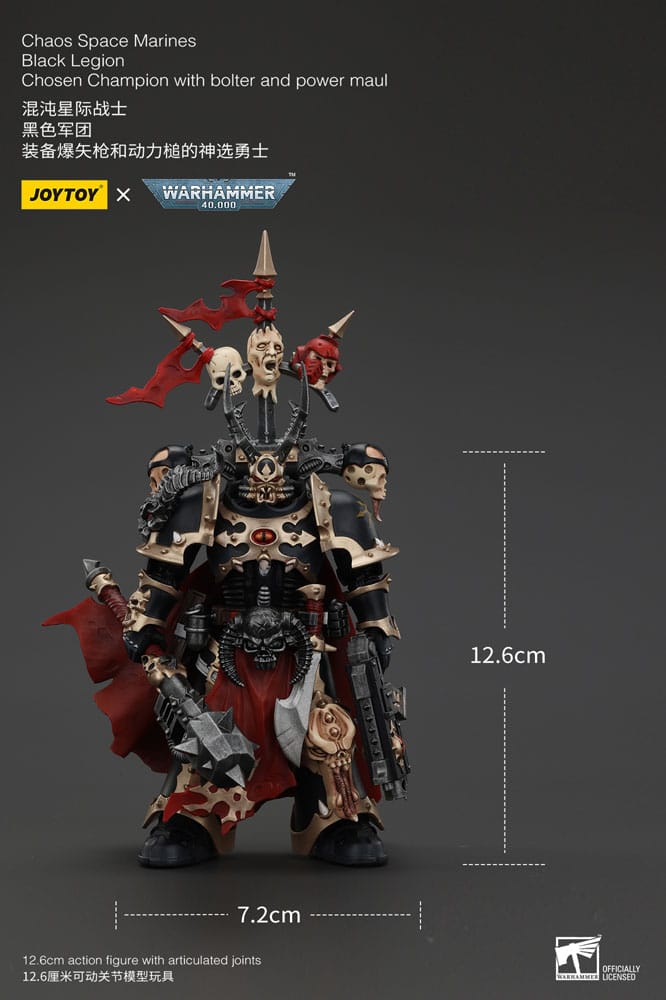 Warhammer 40k Actionfigur Chaos Space Marines Black Legion Chosen Champion with bolter and power maul Joy Toy (CN)