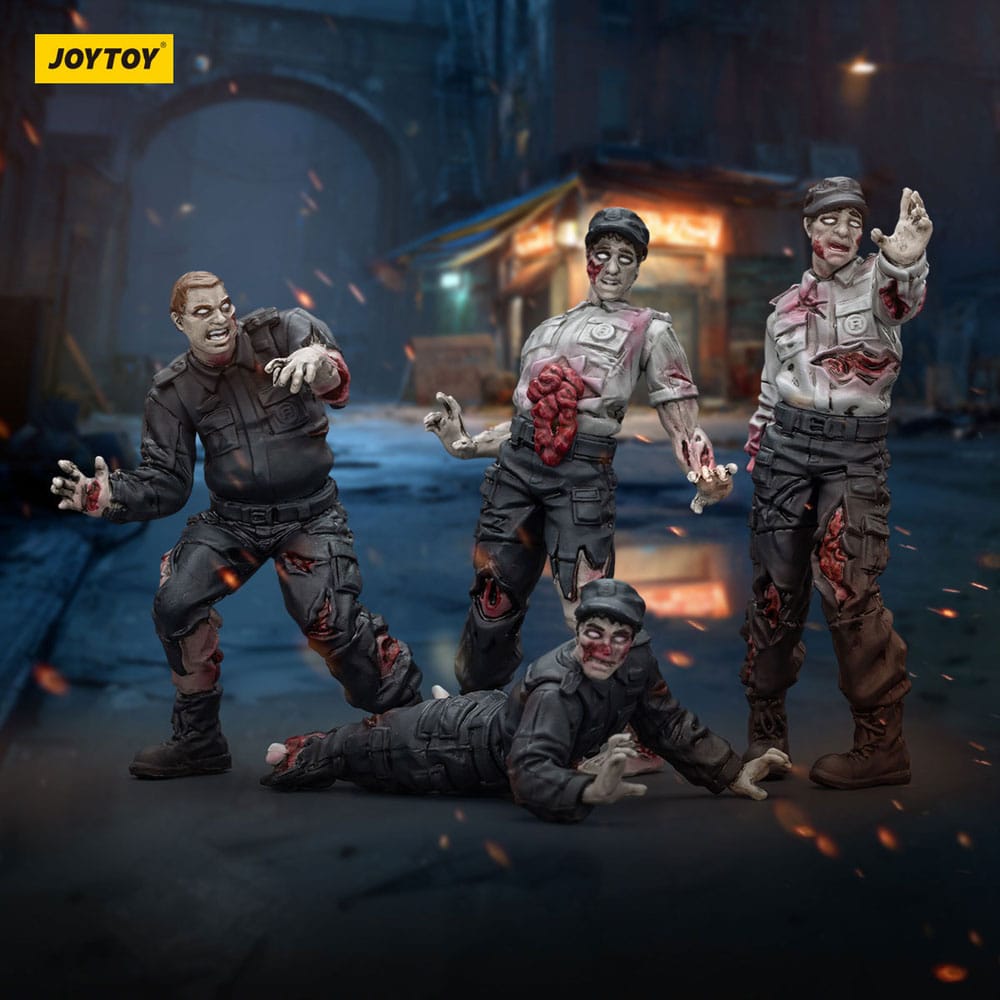 Zombie Dark Source Action Figures 4 Pack Security Guards Joy Toy (CN)
