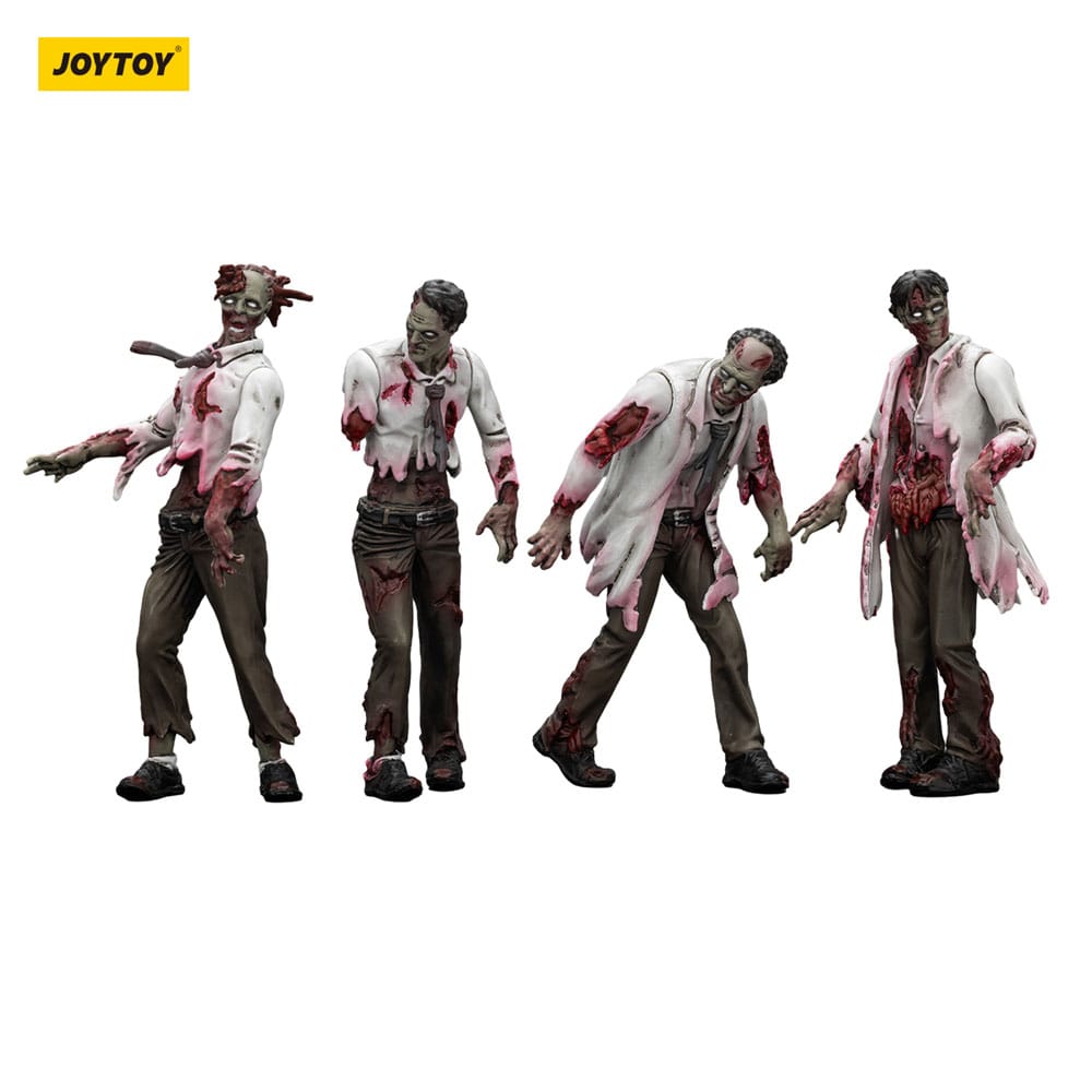 Zombie Dark Source Action Figures 4 Pack Scientists Male Joy Toy (CN)