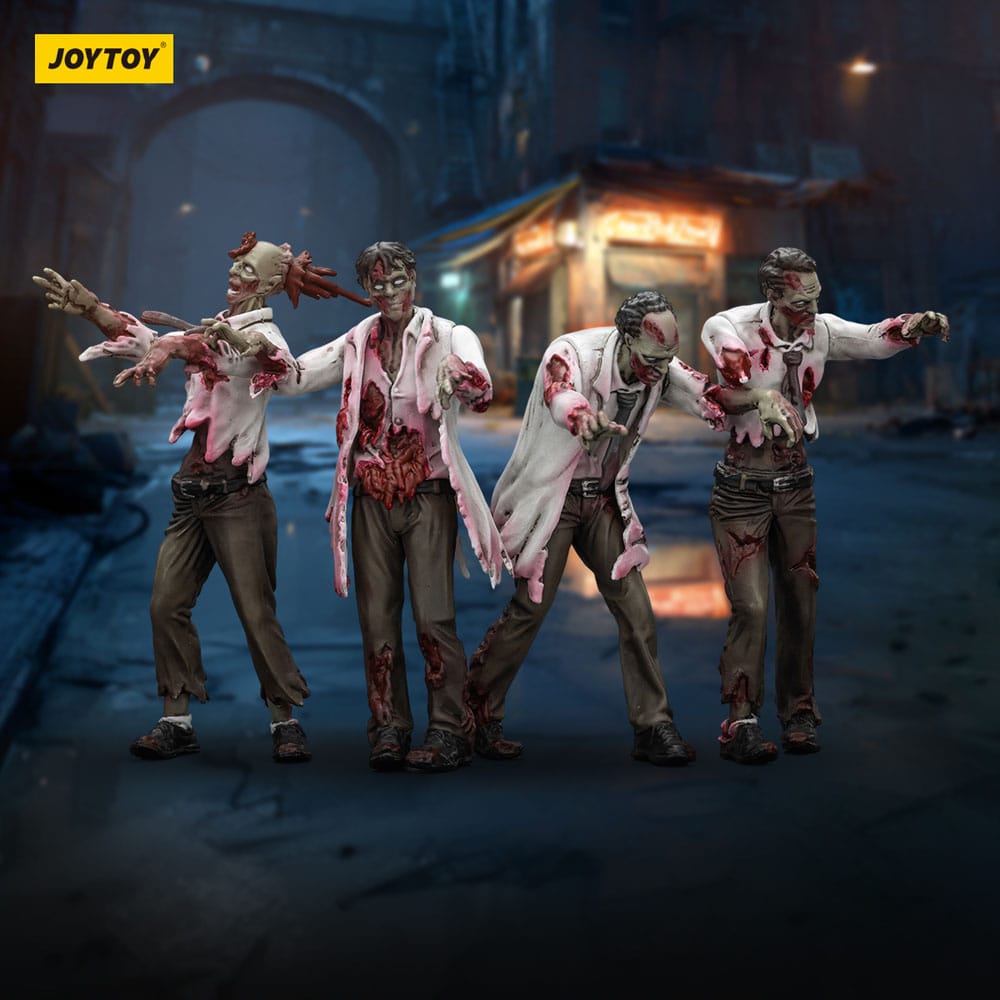 Zombie Dark Source Action Figures 4 Pack Scientists Male Joy Toy (CN)