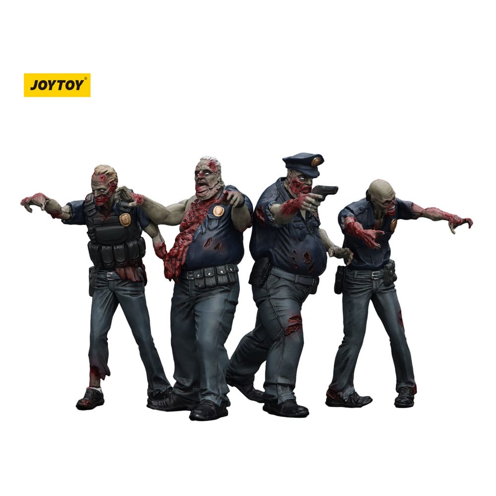 Zombie Dark Source Action Figures 4 Pack Police Male Joy Toy (CN)