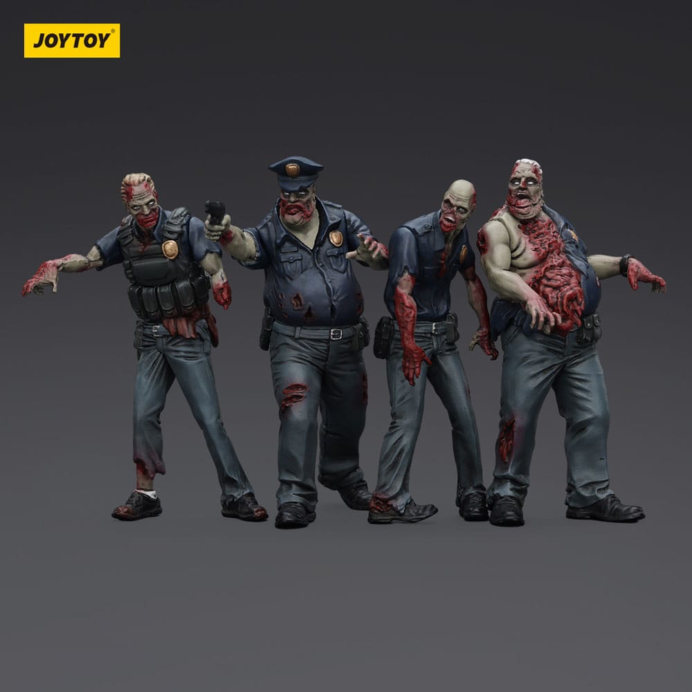 Zombie Dark Source Action Figures 4 Pack Police Male Joy Toy (CN)