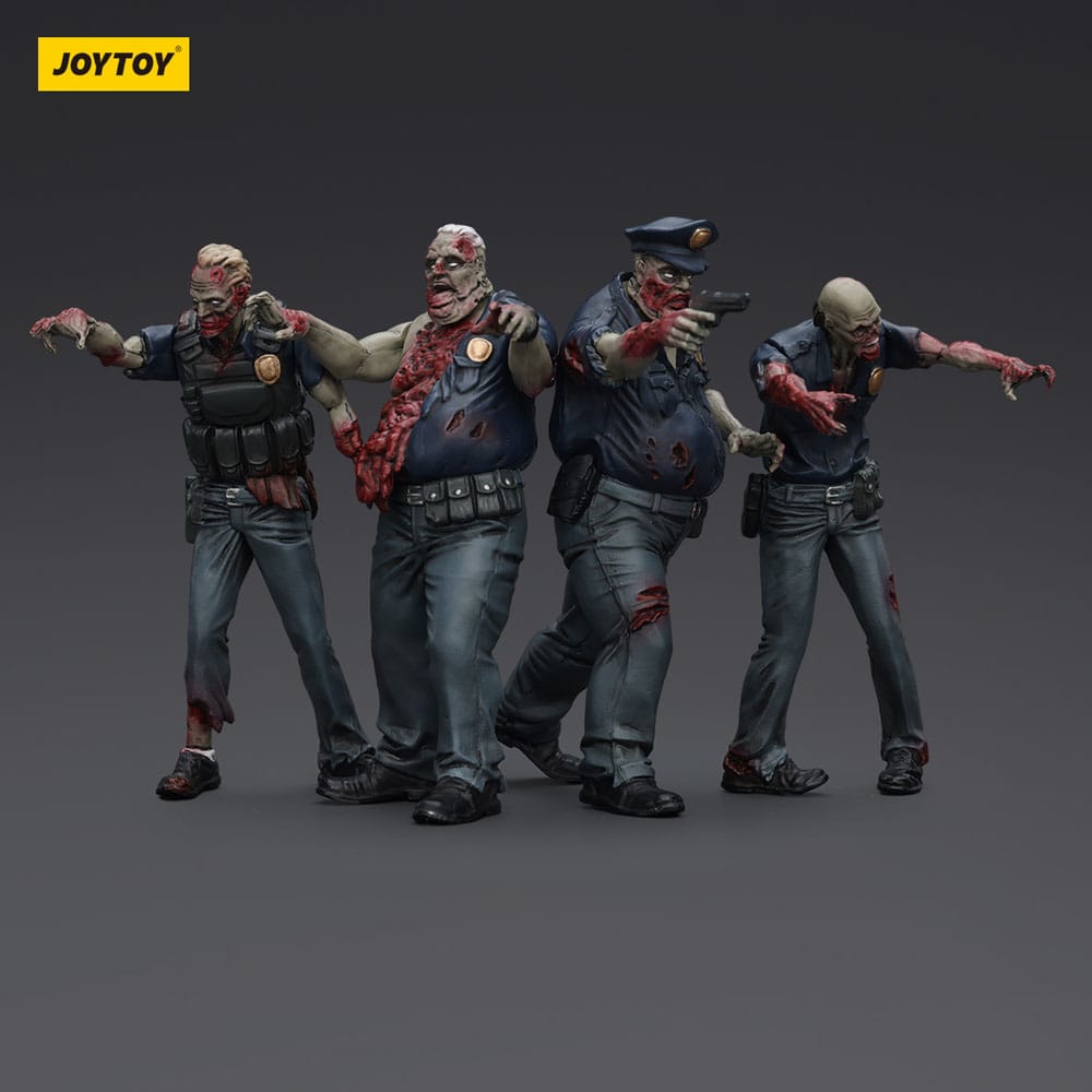 Zombie Dark Source Action Figures 4 Pack Police Male Joy Toy (CN)