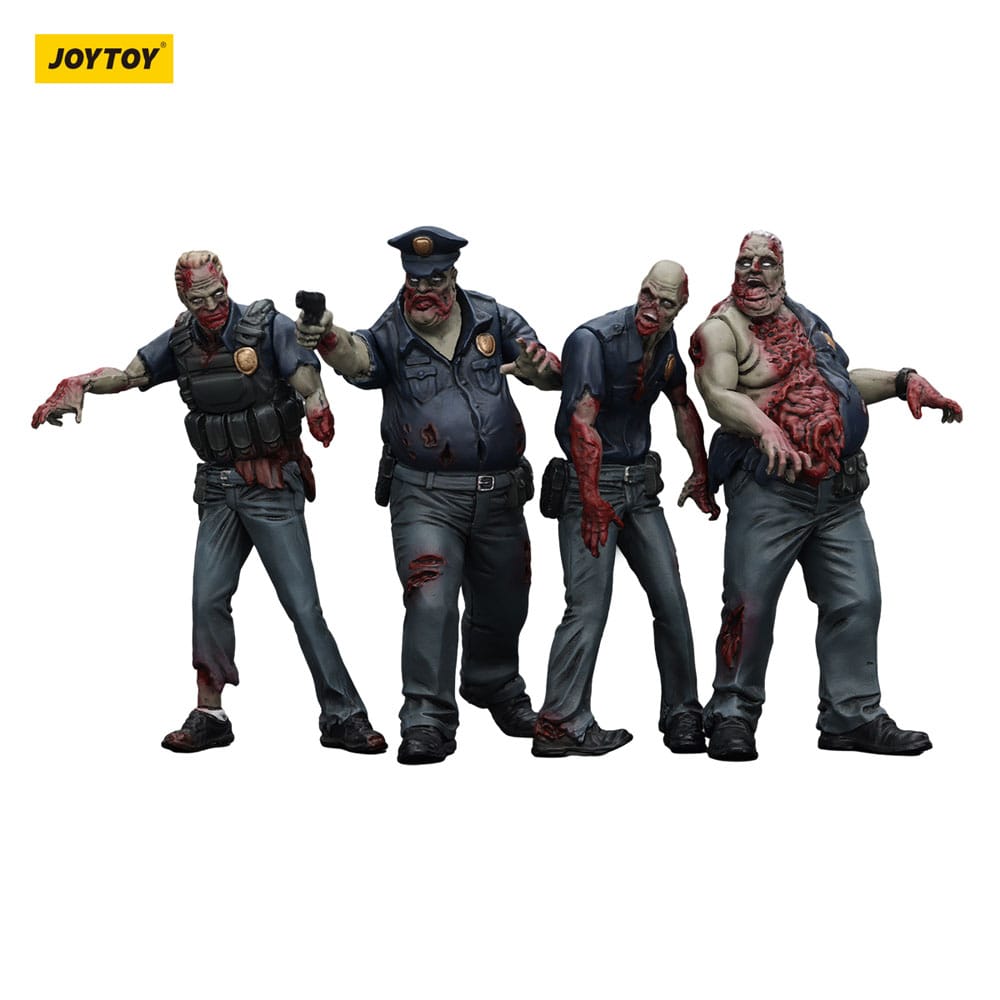 Zombie Dark Source Action Figures 4 Pack Police Male Joy Toy (CN)