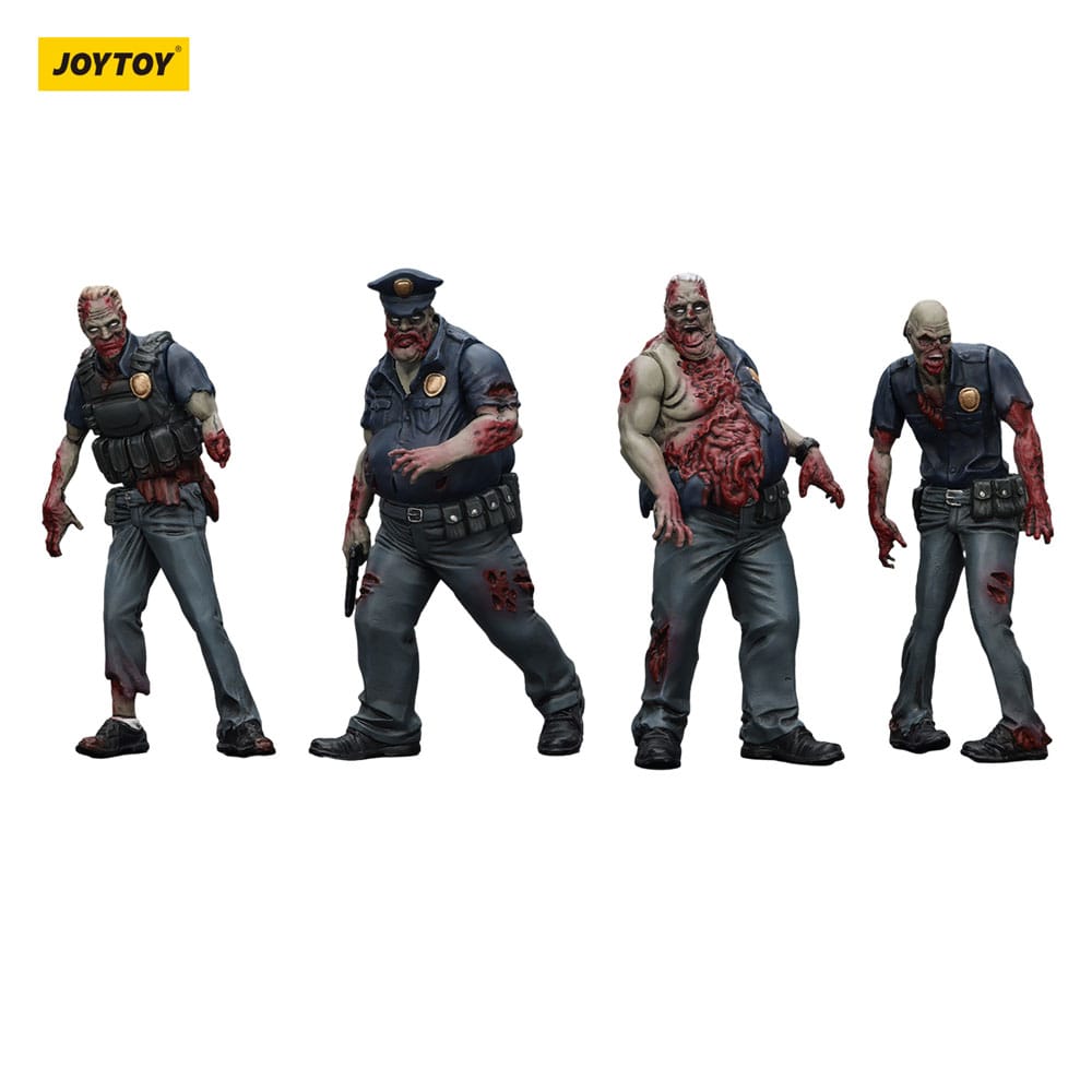 Zombie Dark Source Action Figures 4 Pack Police Male Joy Toy (CN)